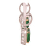 LARGE 16.43CT DIAMOND & AAA EMERALD 18K 2 TONE GOLD ROUND & EMERALD CUT EARRINGS