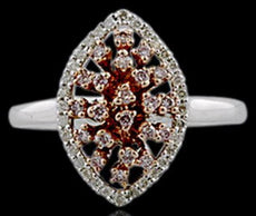 .27CT WHITE & PINK DIAMOND 18K WHITE & ROSE GOLD CLUSTER MARQUISE SHAPE FUN RING