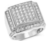 ESTATE LARGE 2.60CT ROUND CUT DIAMOND 14K WHITE GOLD MULTI ROW SQUARE MENS RING