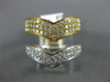 ESTATE LARGE .84CT DIAMOND 18K WHITE & YELLOW GOLD MULTI ROW DOUBLE V SHAPE RING