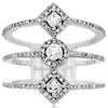 ESTATE WIDE .75CT DIAMOND 14KT WHITE GOLD ROUND & PRINCESS GEOMETRICAL FUN RING