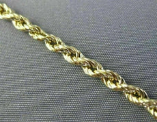 ESTATE 14KT YELLOW GOLD 3D CLASSIC ROPE LOBSTER LOCK CHAIN BRACELET 3mm #26014