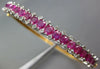 WIDE 3.9CT DIAMOND & AAA PINK RUBY 14K YELLOW GOLD SEMI ETERNITY BANGLE BRACELET