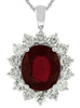 LARGE 8.65CT DIAMOND & AAA RUBY 14KT WHITE GOLD 3D OVAL & ROUND FLOATING PENDANT