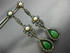 ANTIQUE LARGE .52CT DIAMOND AAA PEARL & JADE 18K GOLD & 925 SILVER DROP EARRINGS