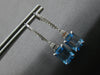 ESTATE 4.23CT DIAMOND & AAA BLUE TOPAZ 14K WHITE GOLD LEVERBACK HANGING EARRINGS