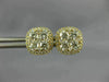 ESTATE LARGE 1.18CT DIAMOND 18K YELLOW GOLD 3D CLUSTER SQUARE HALO STUD EARRINGS