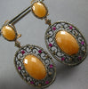 30.46CT MOCHA DIAMOND PINK SAPPHIRE & ORANGE AGATE 14K ROSE BLACK GOLD EARRINGS