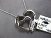 .25CT DIAMOND 14K WHITE GOLD 3D 3 STONE PAST PRESENT FUTURE DOUBLE HEART PENDANT