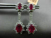ESTATE 3.62CT DIAMOND & AAA RUBY 14KT WHITE GOLD 3D OVAL FLOWER HANGING EARRINGS