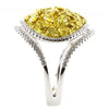 EXTRA LARGE 5.03CT WHITE & FANCY YELLOW DIAMOND 18K 2 TONE GOLD MULTI SHAPE RING
