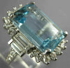 EXTRA LARGE 10.99CT DIAMOND & AAA AQUAMARINE 14KT WHITE GOLD ENGAGEMENT RING