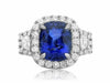 ESTATE GIA CERTIFIED 6CT DIAMOND & AAA SAPPHIRE PLATINUM 3D HALO ENGAGEMENT RING