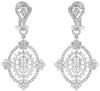 LARGE 4.57CT DIAMOND 18KT WHITE GOLD MULTI FLOWER CLUSTER OVAL HANGING EARRINGS