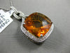 ESTATE MASSIVE 17.16CT DIAMOND & CITRINE 14KT WHITE GOLD HALO FLOATING PENDANT