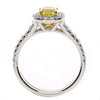 1.86CT WHITE & FANCY YELLOW DIAMOND 18K 2 TONE GOLD CLASSIC HALO ENGAGEMENT RING