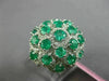 ESTATE LARGE 4.04CT DIAMOND & AAA EMERALD 18K WHITE GOLD 3D FLOWER FILIGREE RING