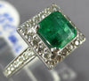 LARGE 1.55CT DIAMOND & AAA EMERALD 14K WHITE GOLD SQUARE & ROUND ENGAGEMENT RING