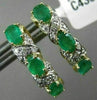 ESTATE 1.07CT DIAMOND & AAA COLOMBIAN EMERALD 14K YELLOW GOLD 3D X LOVE EARRINGS