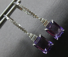 ESTATE 3.17CT DIAMOND & AAA AMETHYST 14KT WHITE GOLD LEVERBACK HANGING EARRINGS