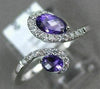 ESTATE WIDE .71CT DIAMOND & AAA OVAL AMETHYST 14KT WHITE GOLD 3D SNAKE LOVE RING