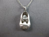 ESTATE .12CT DIAMOND 14K WHITE GOLD MATTE & SHINY BABYGIRL SHOE FLOATING PENDANT
