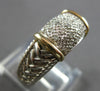 WIDE .21CT DIAMOND 14K YELLOW GOLD & 925 SILVER MULTI ROW SQUARE FUN RING #28298