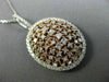ESTATE LARGE 2.01CT WHITE & PINK DIAMOND 18K 2 TONE GOLD 3D CLUSTER OVAL PENDANT