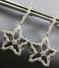 ESTATE LARGE 1.0CT DIAMOND 14KT WHITE GOLD 3D STAR SNOWFLAKE HANGING EARRINGS