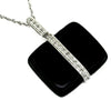 ESTATE .07CT DIAMOND & AAA ONYX 14KT WHITE GOLD 3D CLASSIC SQUARE FUN PENDANT