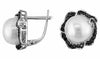 .72CT BLACK DIAMOND & AAA SOUTH SEA PEARL 14KT WHITE GOLD 3D FLOWER EARRINGS