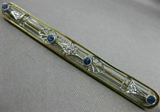 ANTIQUE LARGE .22CT OLD MINE DIAMOND & SAPPHIRE 14KT 2 TONE GOLD FILIGREE BROOCH