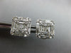 1.08CT DIAMOND 18KT WHITE GOLD 3D ROUND & BAGUETTE CLUSTER SQUARE STUD EARRINGS