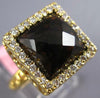 LARGE 7.48CT DIAMOND & AAA SMOKEY TOPAZ 14KT YELLOW GOLD CUSHION FILIGREE RING