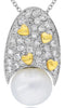 .30CT DIAMOND & AAA SOUTH SEA PEARL 14KT WHITE GOLD MULTI HEART FLOATING PENDANT