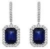 9.72CT DIAMOND & AAA SAPPHIRE 18KT WHITE GOLD EMERALD CUT & ROUND HALO EARRINGS