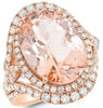 LARGE 10.78CT DIAMOND & AAA MORGANITE 14KT ROSE GOLD DOUBLE OVAL ENGAGEMENT RING