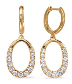 .65CT DIAMOND 14K YELLOW GOLD CLASSIC GRADUATING OPEN OVAL HOOP HANGING EARRINGS