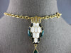 ESTATE LARGE & LONG .40CT DIAMOND & MULTI COLOR ENAMEL 14KT YELLOW GOLD NECKLACE