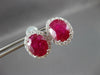 LARGE 8.69CT DIAMOND & AAA RUBY 18KT WHITE GOLD 3D OVAL & ROUND CLIP ON EARRINGS