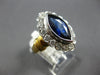 LARGE 3.19CT DIAMOND & AAA SAPPHIRE 18K 2 TONE GOLD 3D FLORAL ENGAGEMENT RING