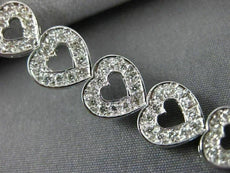 ANTIQUE .90CT ROUND CUT DIAMOND 14K WHITE GOLD OPEN HEART LOVE BRACELET #19204