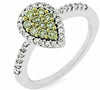 .54CT WHITE & FANCY YELLOW DIAMOND 14KT WHITE GOLD CLUSTER PEAR SHAPE HALO RING