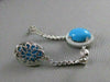 ESTATE 1.40CT DIAMOND & TURQUOISE 14K WHITE GOLD FILIGREE HANGING EARRINGS 20409