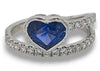 2.94CT DIAMOND & AAA SAPPHIRE 18K WHITE GOLD HEART SHAPE & ROUND ENGAGEMENT RING