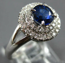 1.27CT DIAMOND & AAA SAPPHIRE 18KT WHITE GOLD ROUND DOUBLE HALO ENGAGEMENT RING