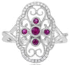 .34CT DIAMOND & AAA RUBY 14KT WHITE GOLD MULTI HEART FILIGREE INFINITY LOVE RING