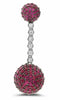 ESTATE 8.90CT DIAMOND & AAA RUBY 18KT WHITE GOLD CLASSIC PAVE BALL DROP EARRINGS