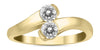 ESTATE 0.5CT DIAMOND 14KT YELLOW GOLD ROUND 2 STONE CRISS CROSS BEZEL LOVE RING