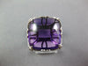 EXTRA LARGE 13.81CT DIAMOND & AAA AMETHYST 14KT WHITE GOLD CUSHION FILIGREE RING